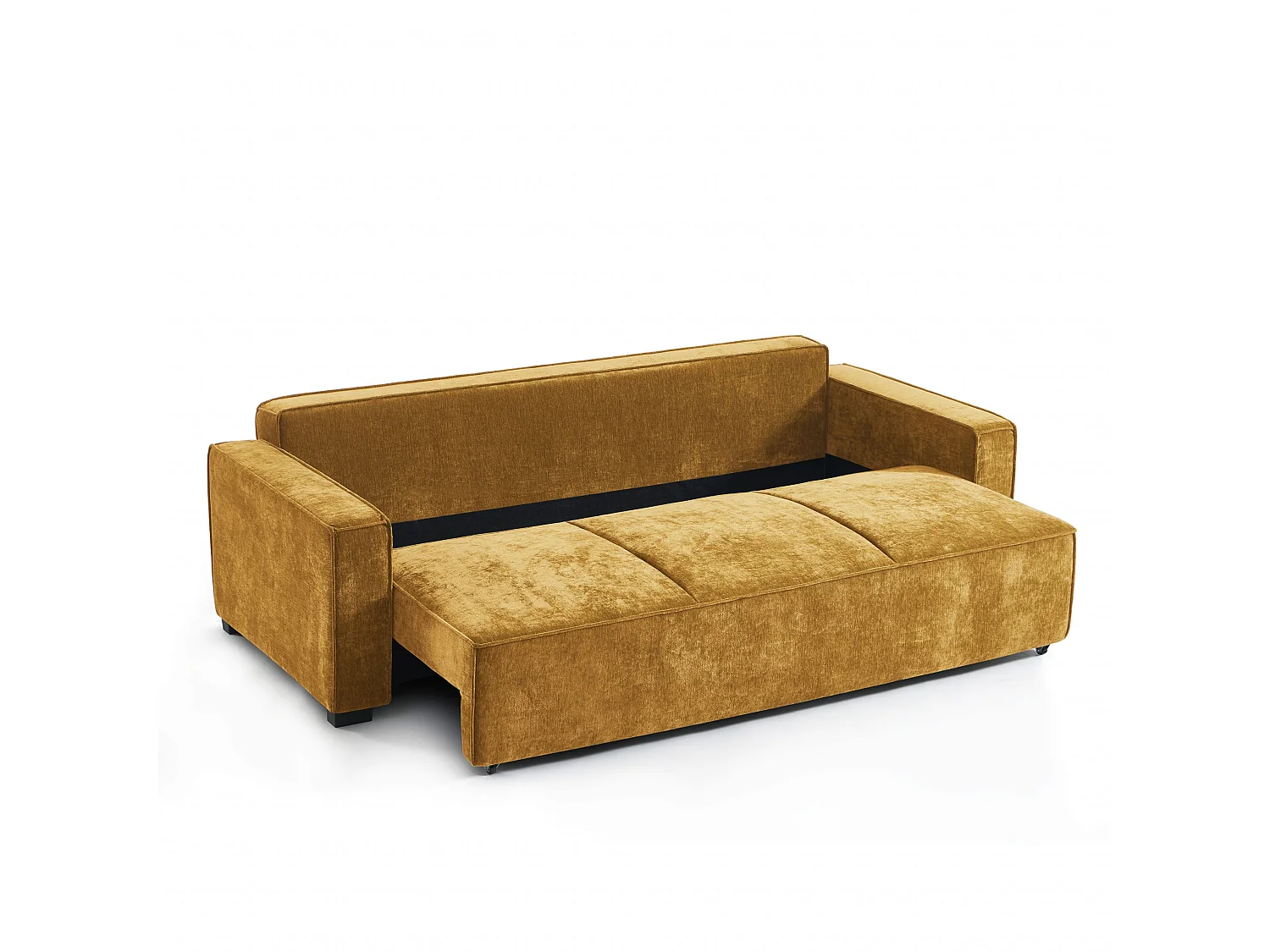Canapé droit convertible tissu 3 places jaune moutarde ORYON