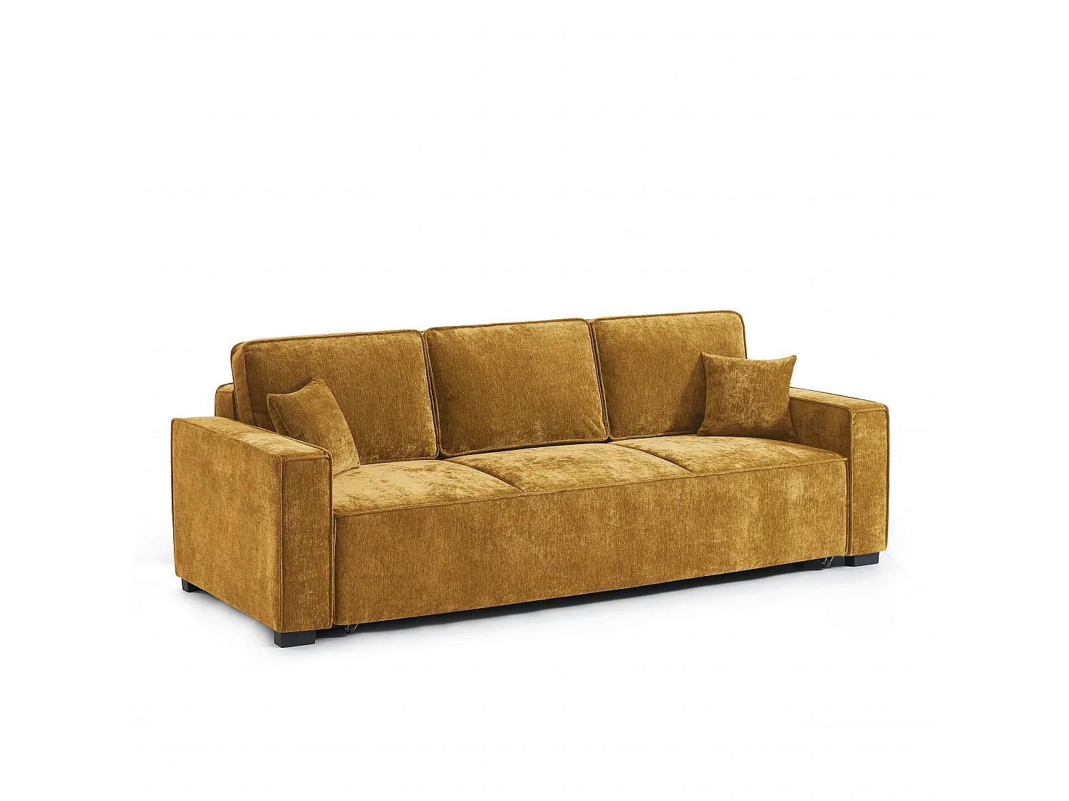 Canapé droit convertible tissu 3 places jaune moutarde ORYON