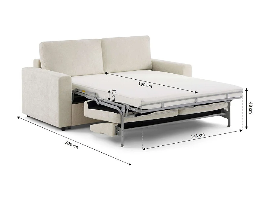 Canapé droit convertible tissu 3 places beige ZAYEN