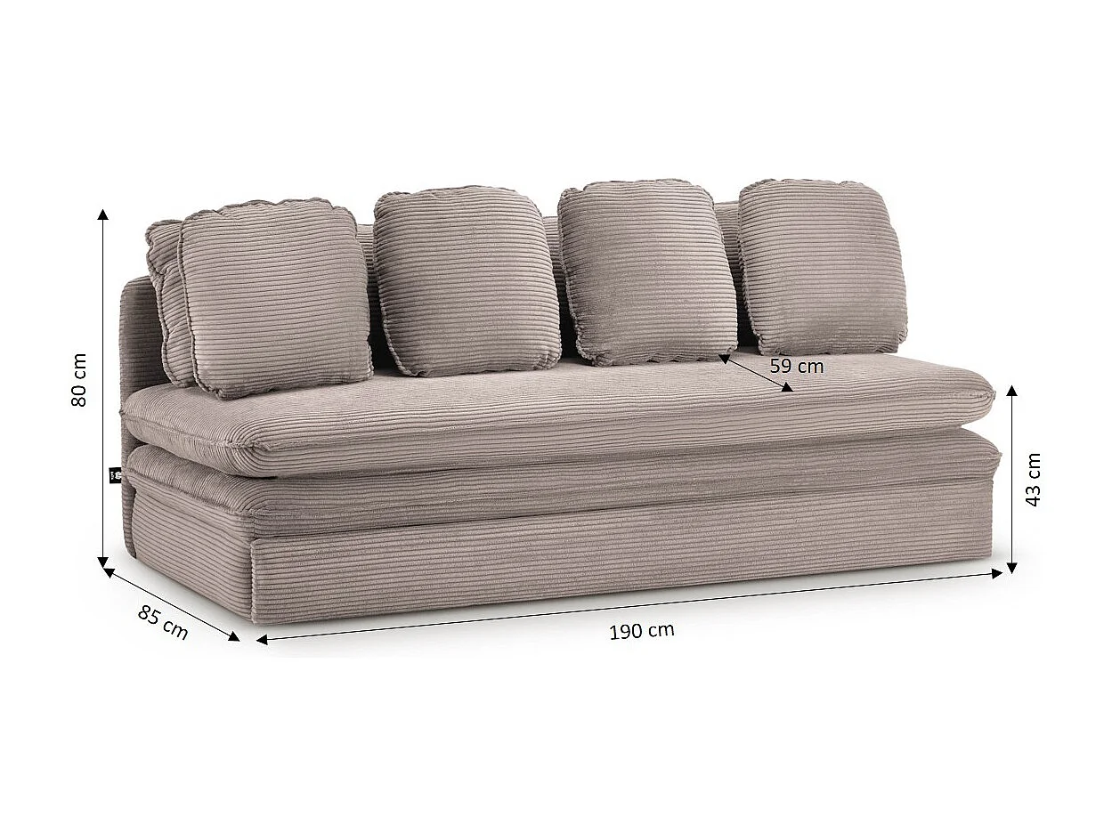 Canapé droit convertible velours côtelé 3 places grège SERON