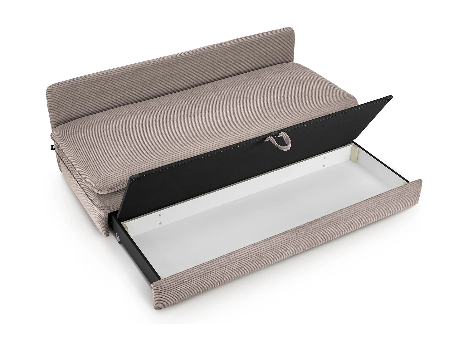 Canapé droit convertible velours côtelé 3 places grège SERON