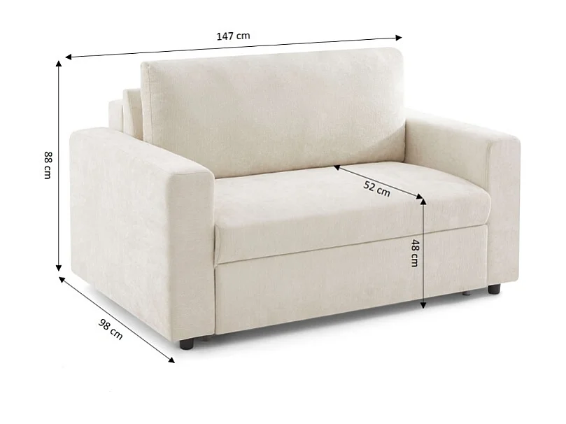 Canapé droit convertible tissu 2 places beige ZAYEN