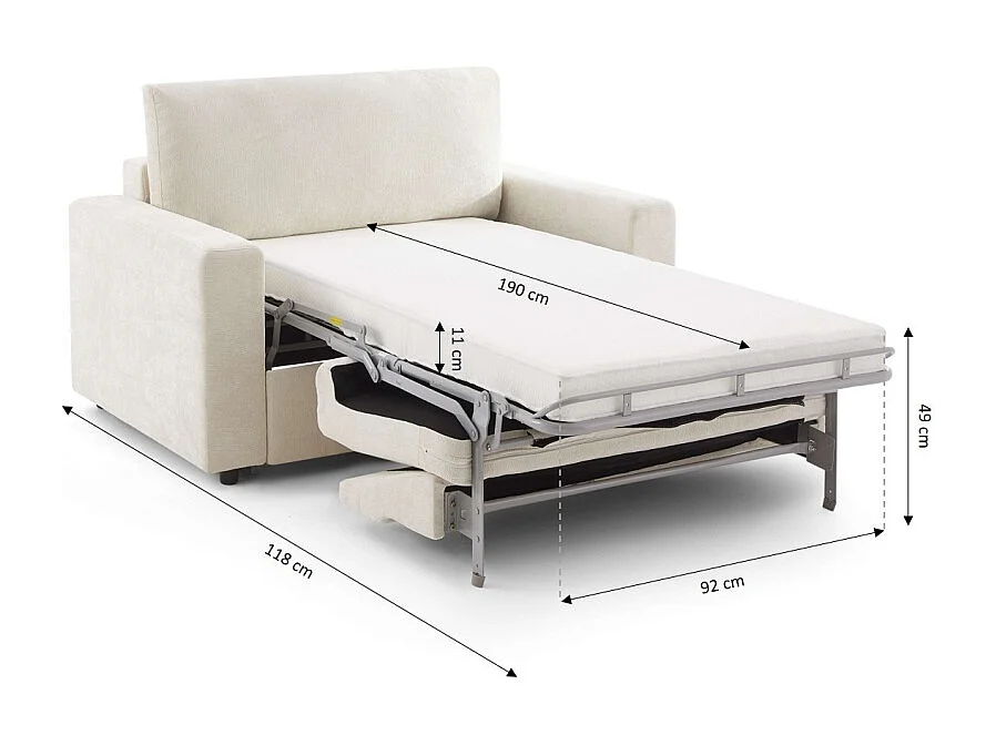 Canapé droit convertible tissu 2 places beige ZAYEN