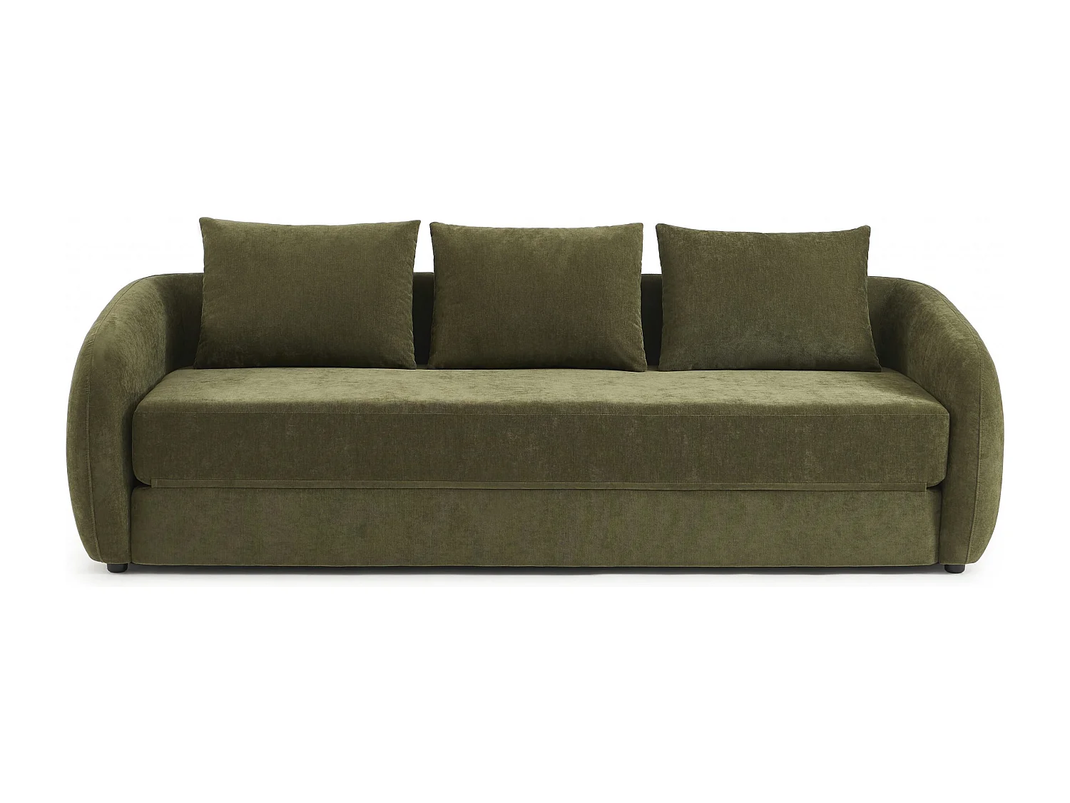 Canapé droit convertible tissu chenille 3 places vert VORIN