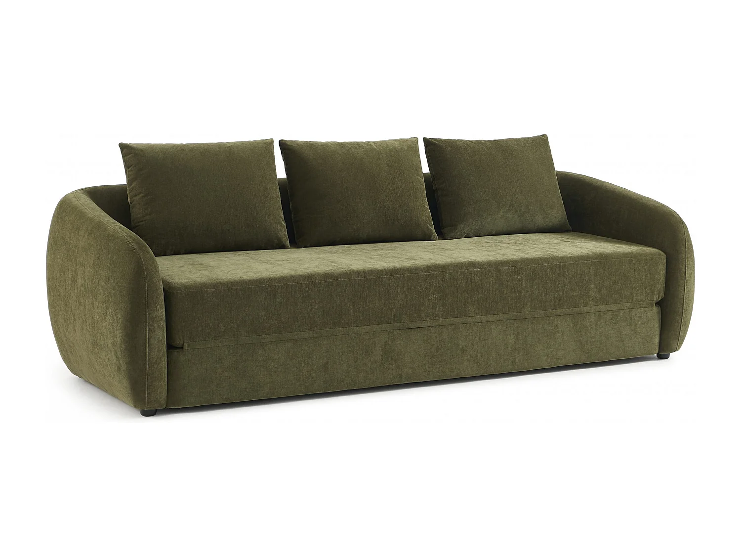 Canapé droit convertible tissu chenille 3 places vert VORIN