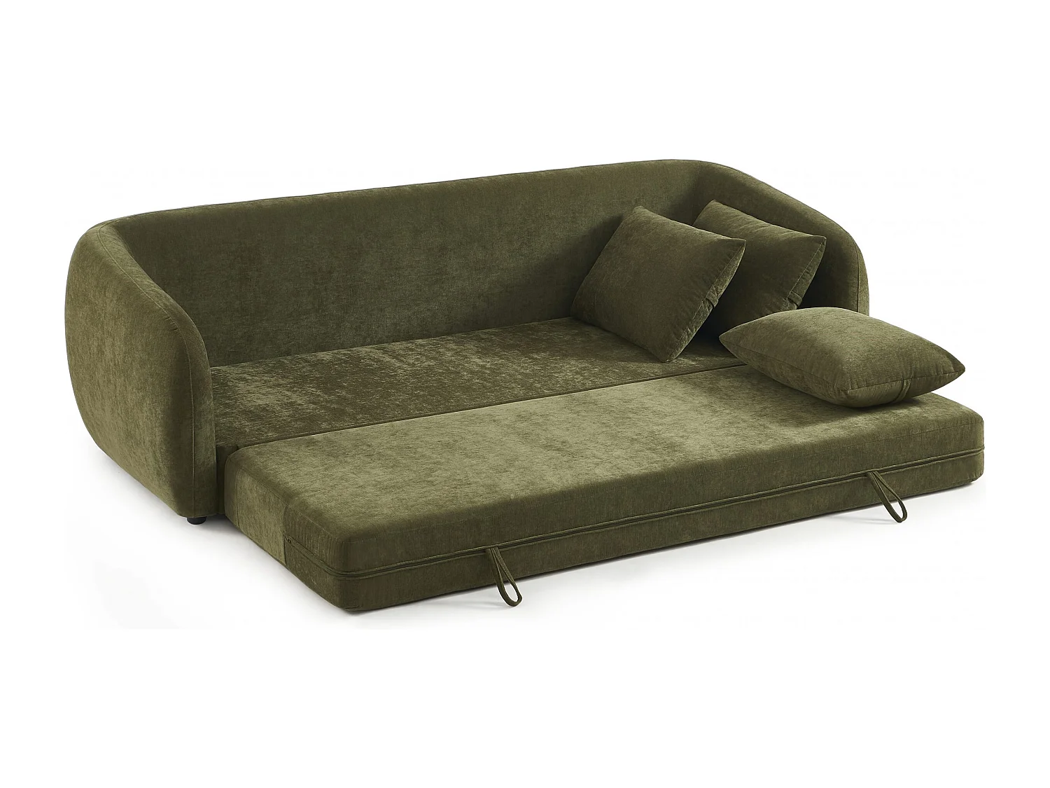 Canapé droit convertible tissu chenille 3 places vert VORIN