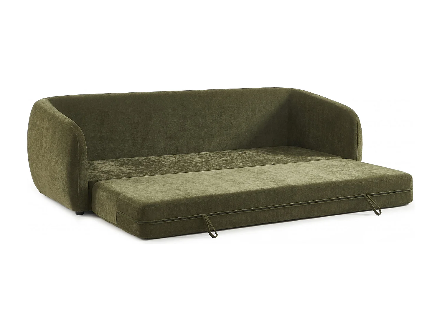 Canapé droit convertible tissu chenille 3 places vert VORIN