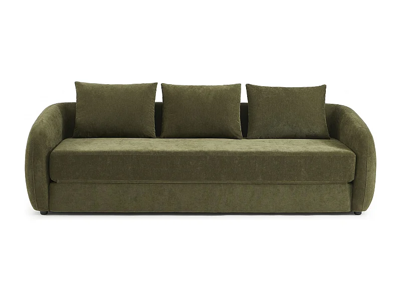 Canapé droit convertible tissu chenille 3 places vert VORIN