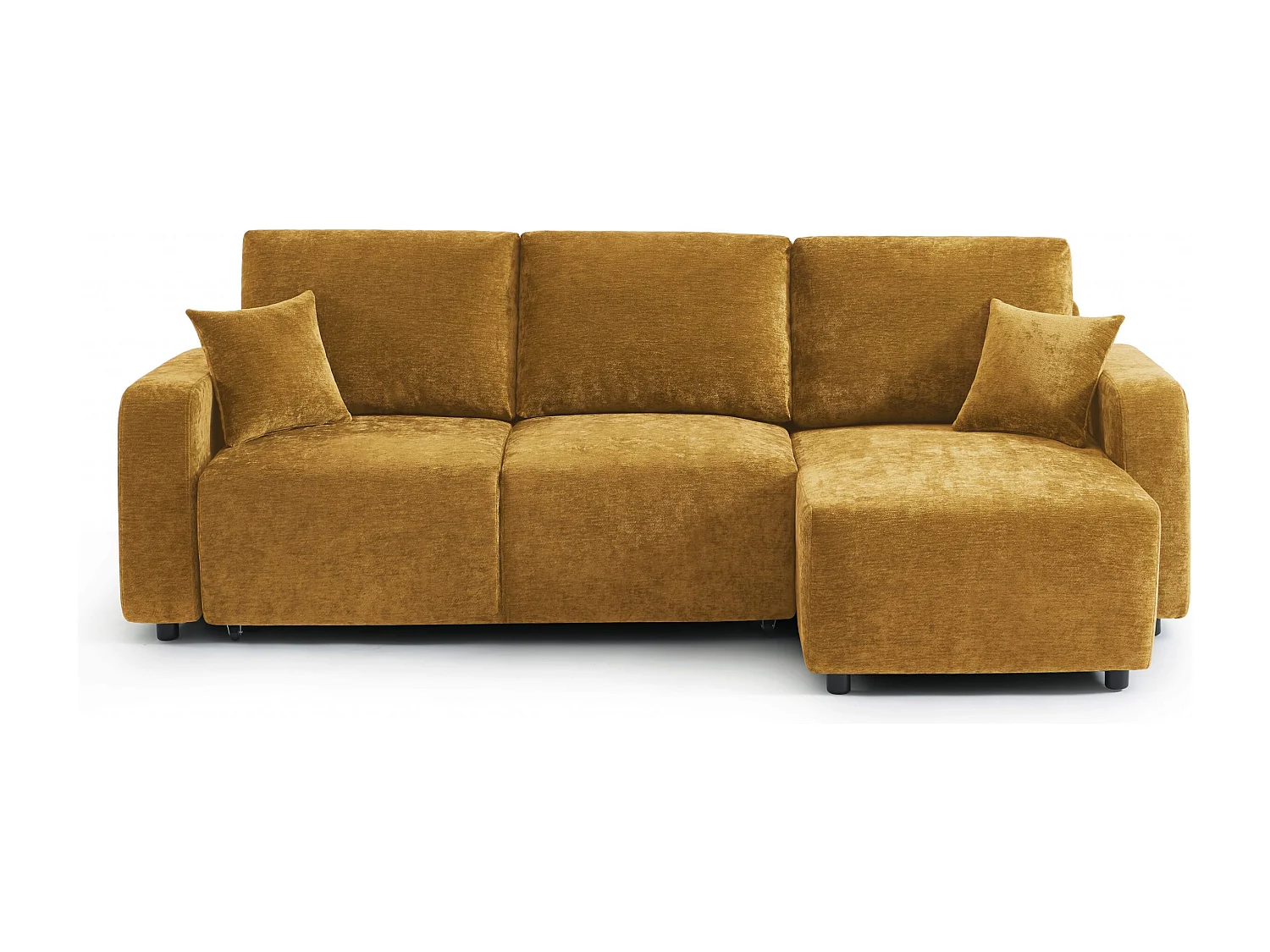 Canapé d'angle réversible convertible tissu 4 places jaune moutarde KYRON