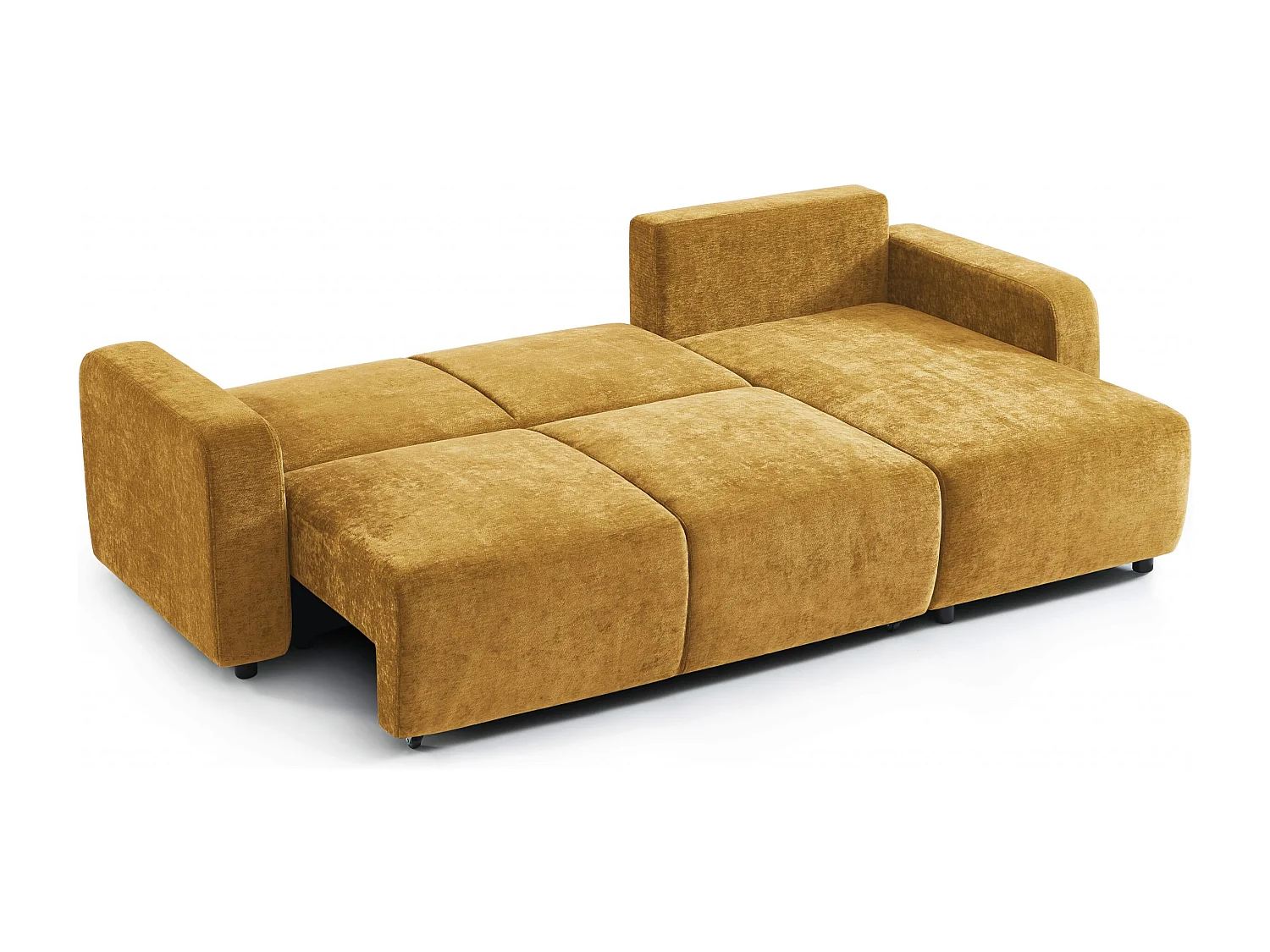 Canapé d'angle réversible convertible tissu 4 places jaune moutarde KYRON