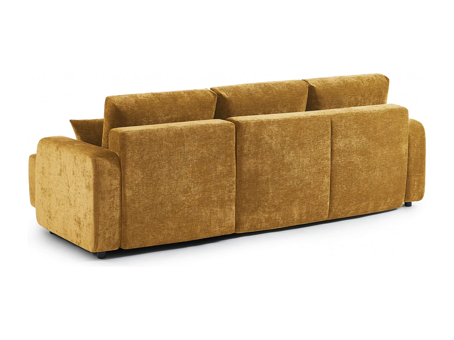 Canapé d'angle réversible convertible tissu 4 places jaune moutarde KYRON