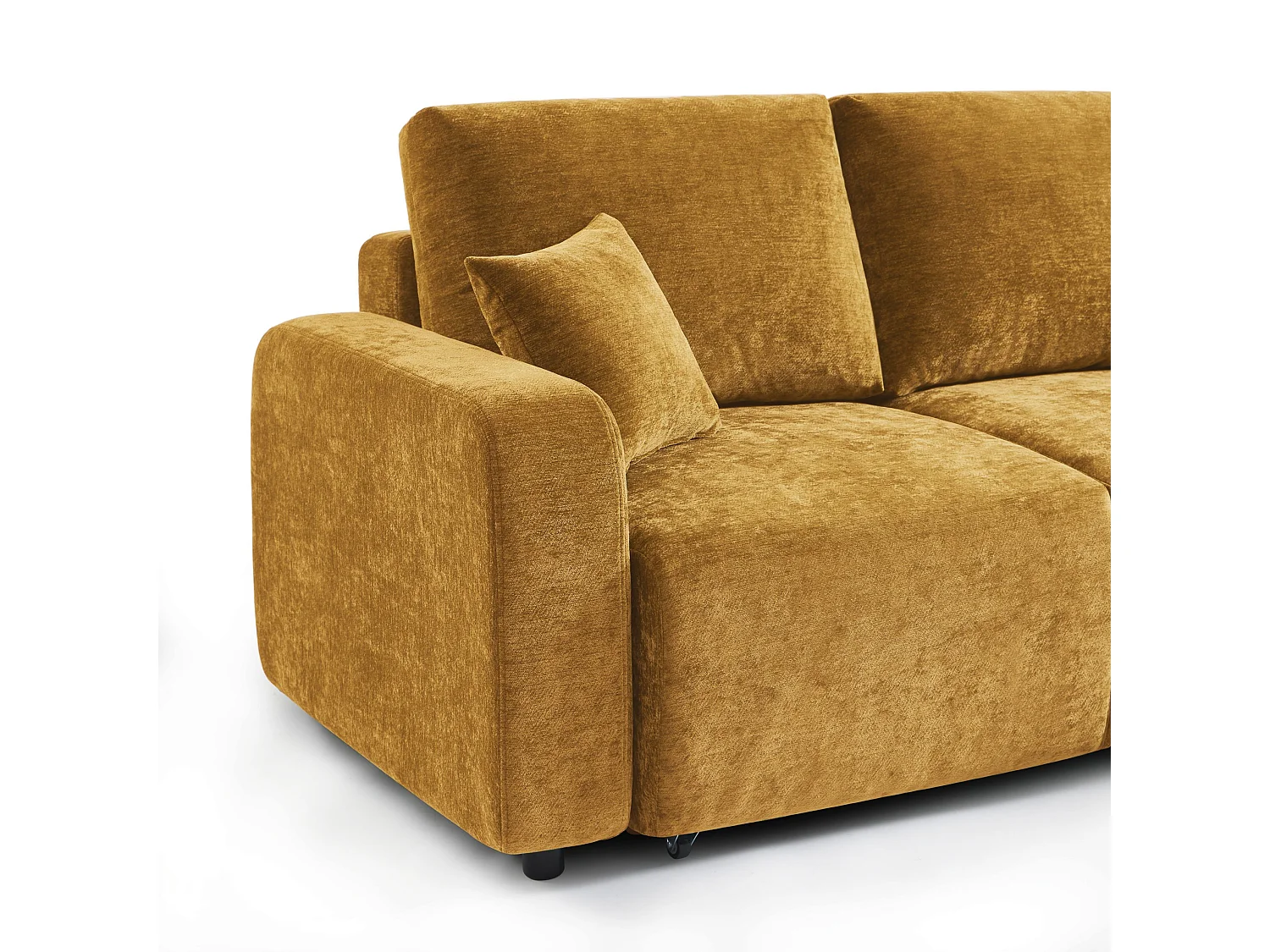 Canapé d'angle réversible convertible tissu 4 places jaune moutarde KYRON