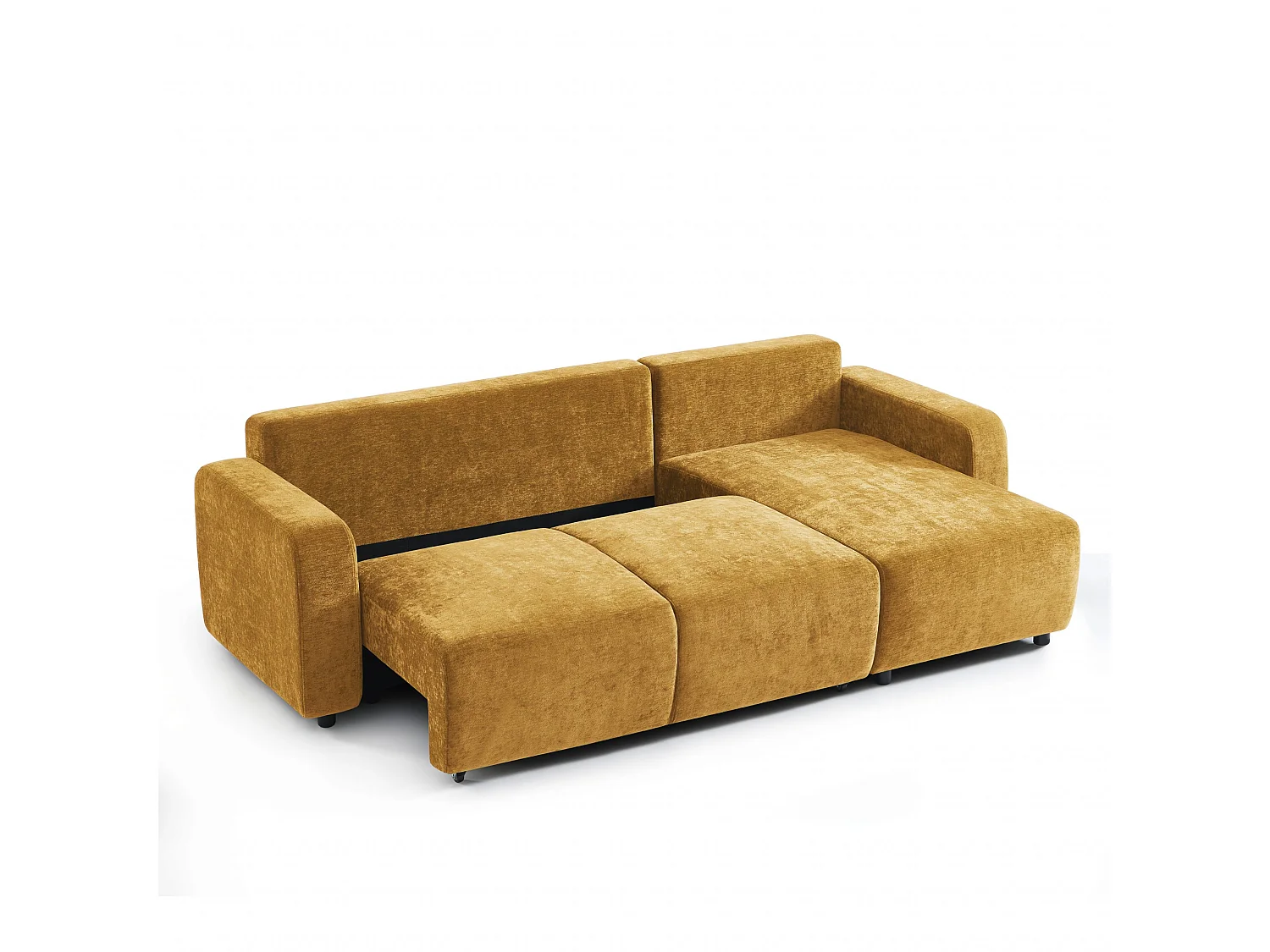 Canapé d'angle réversible convertible tissu 4 places jaune moutarde KYRON