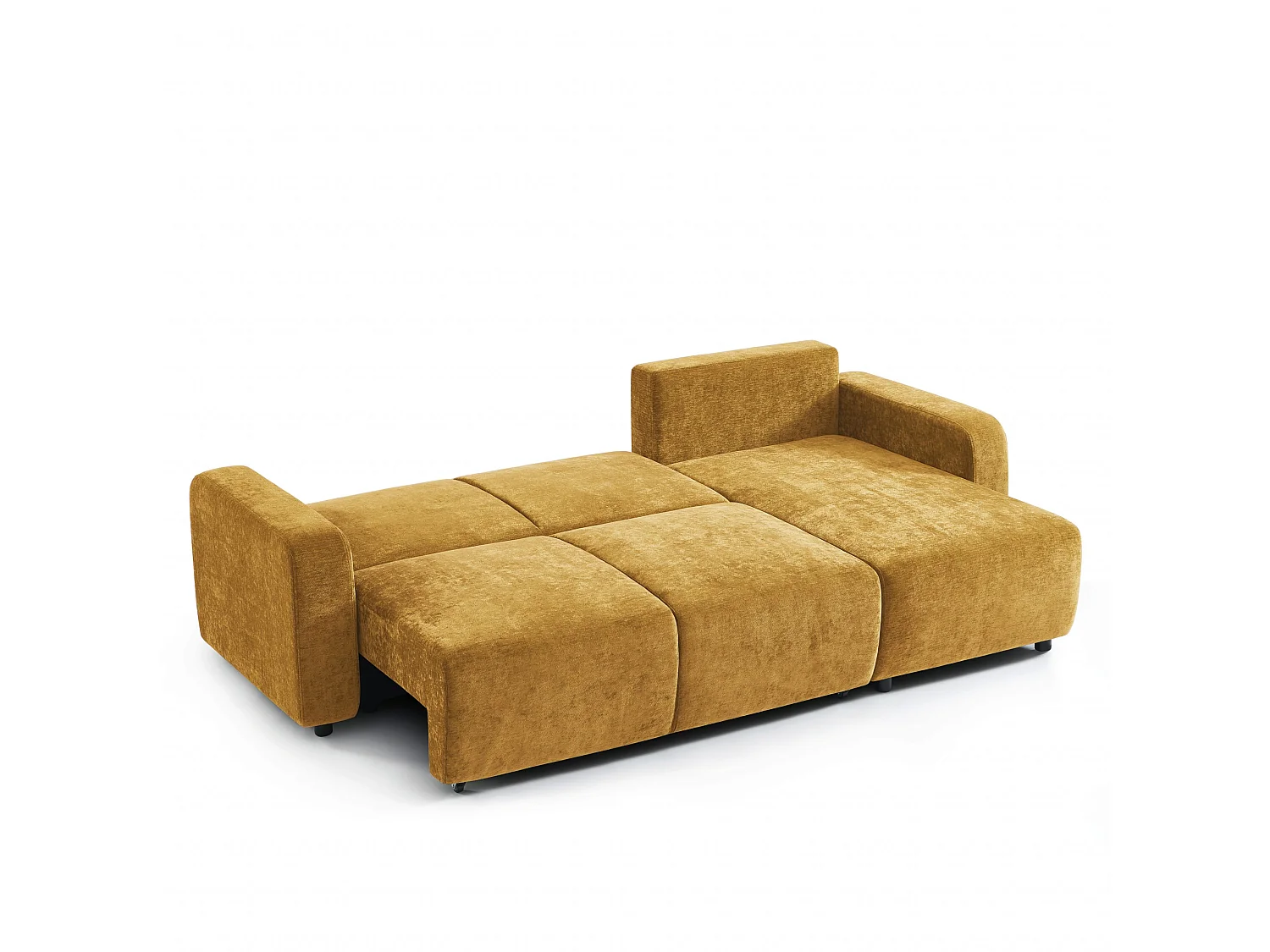 Canapé d'angle réversible convertible tissu 4 places jaune moutarde KYRON