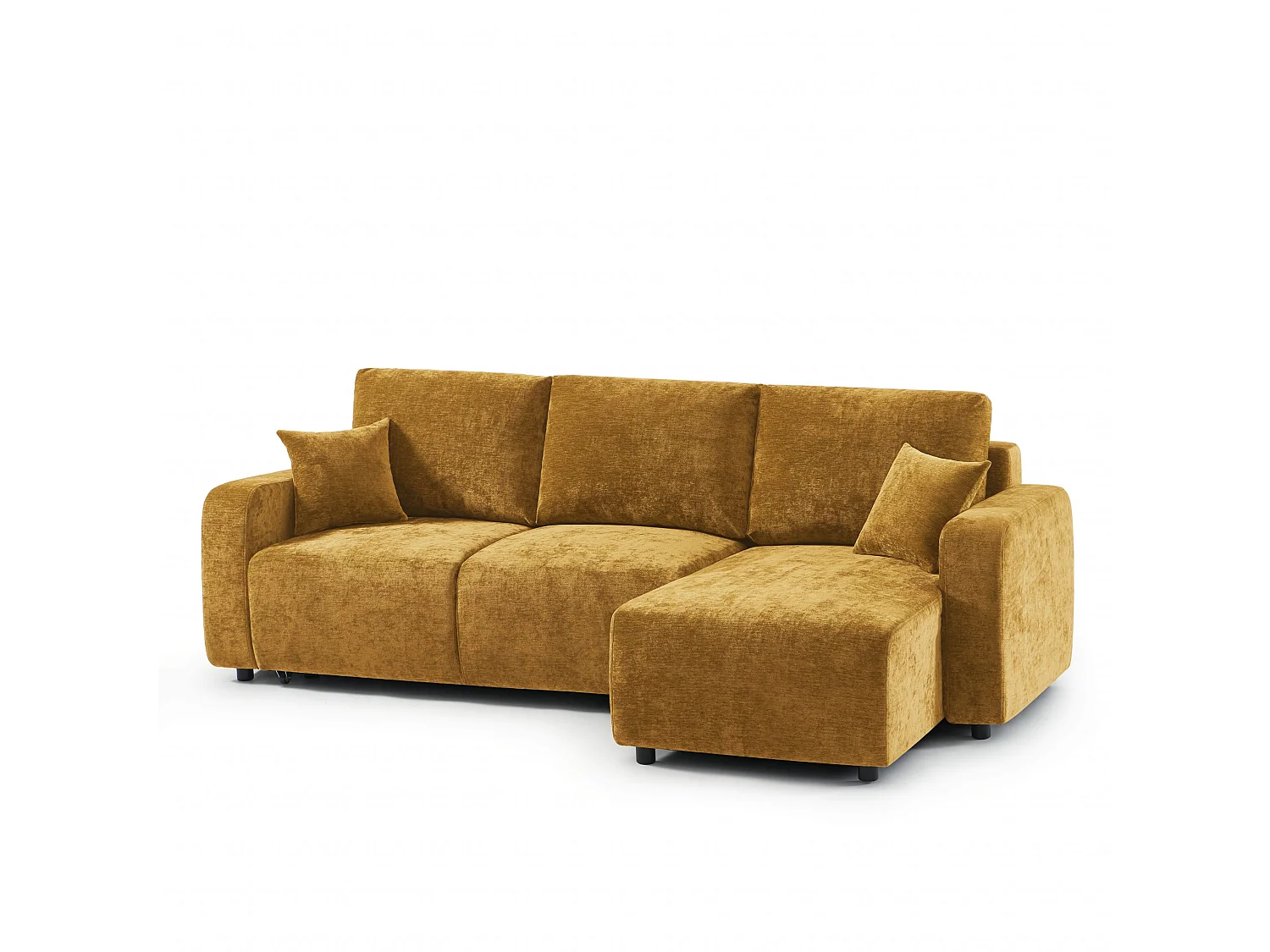 Canapé d'angle réversible convertible tissu 4 places jaune moutarde KYRON