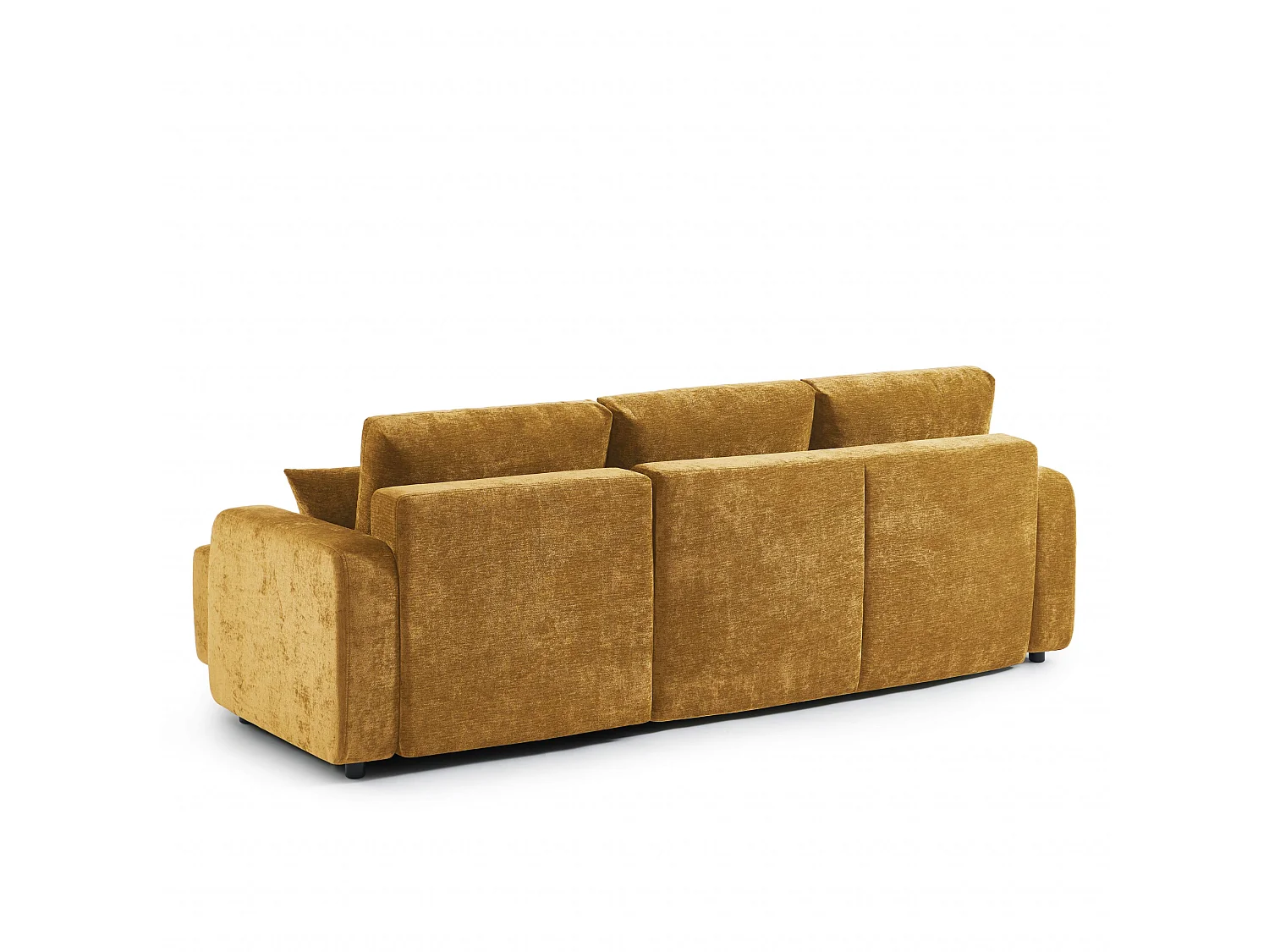 Canapé d'angle réversible convertible tissu 4 places jaune moutarde KYRON