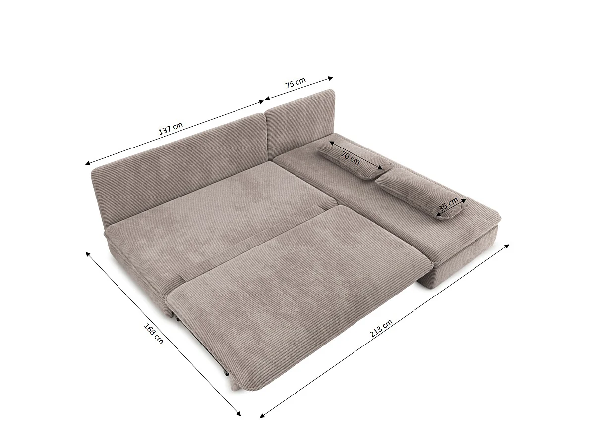 Canapé d'angle réversible convertible velours côtelé 4 places taupe SERON