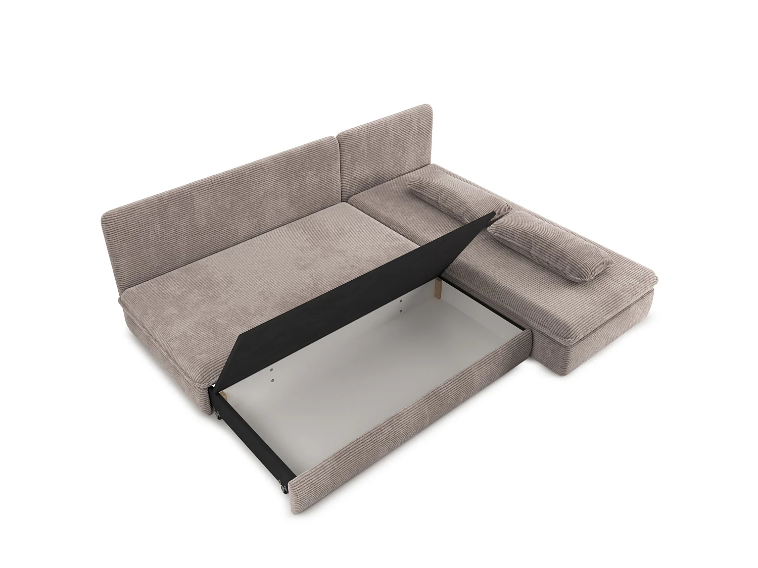 Canapé d'angle réversible convertible velours côtelé 4 places taupe SERON