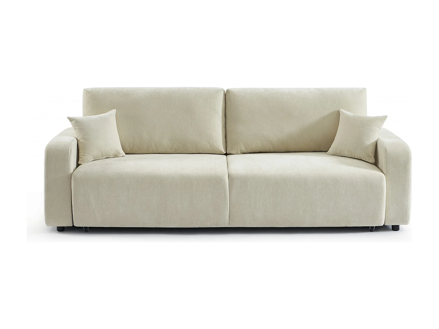 Canapé droit convertible tissu 3 places beige KYRON