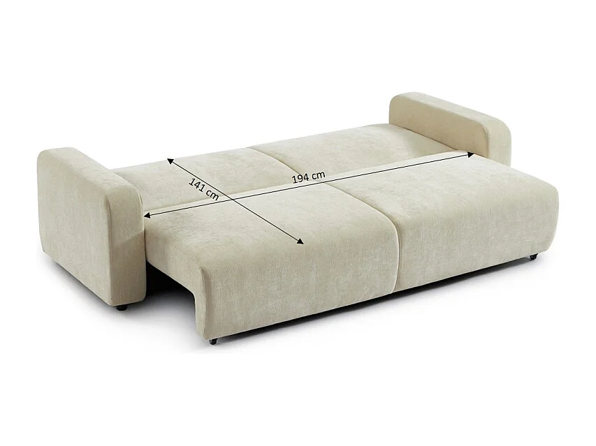 Canapé droit convertible tissu 3 places beige KYRON