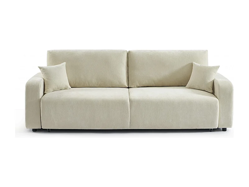 Canapé droit convertible tissu 3 places beige KYRON