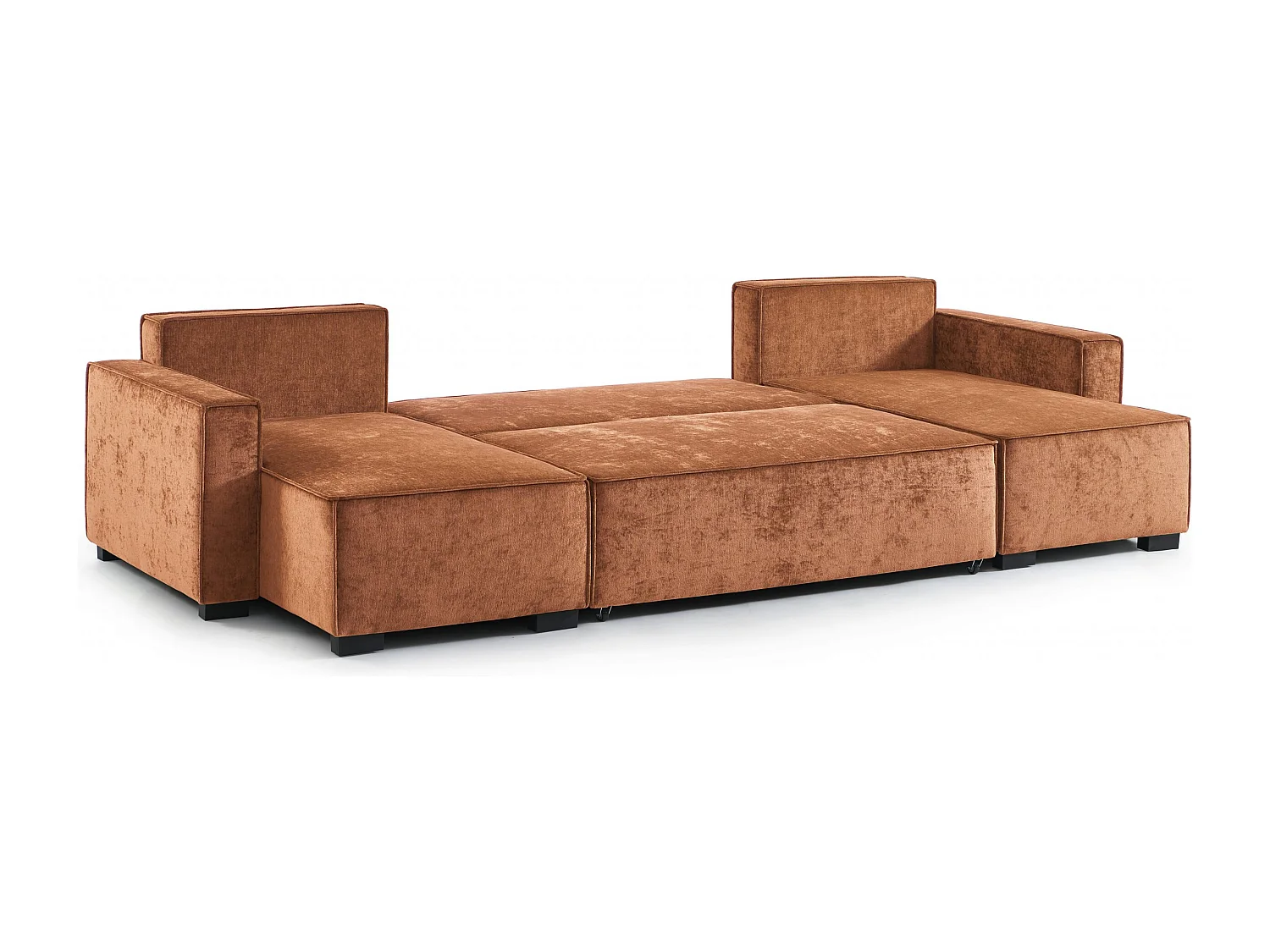 Canapé panoramique convertible tissu 6 places terracotta ORYON