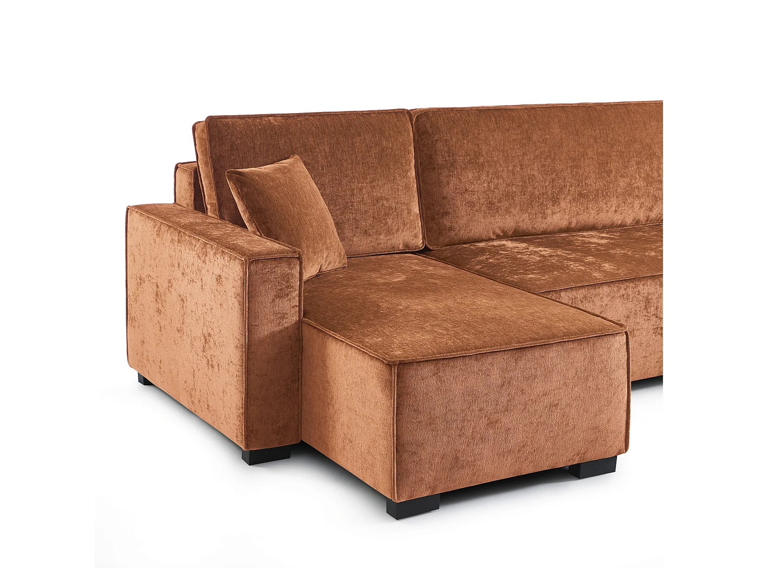 Canapé panoramique convertible tissu 6 places terracotta ORYON