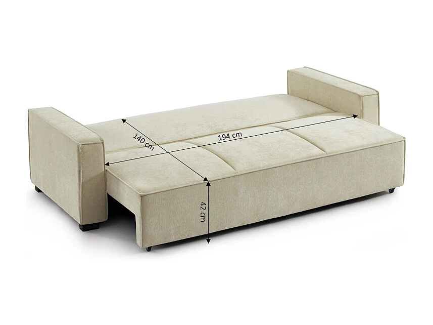 Canapé droit convertible tissu 3 places beige ORYON