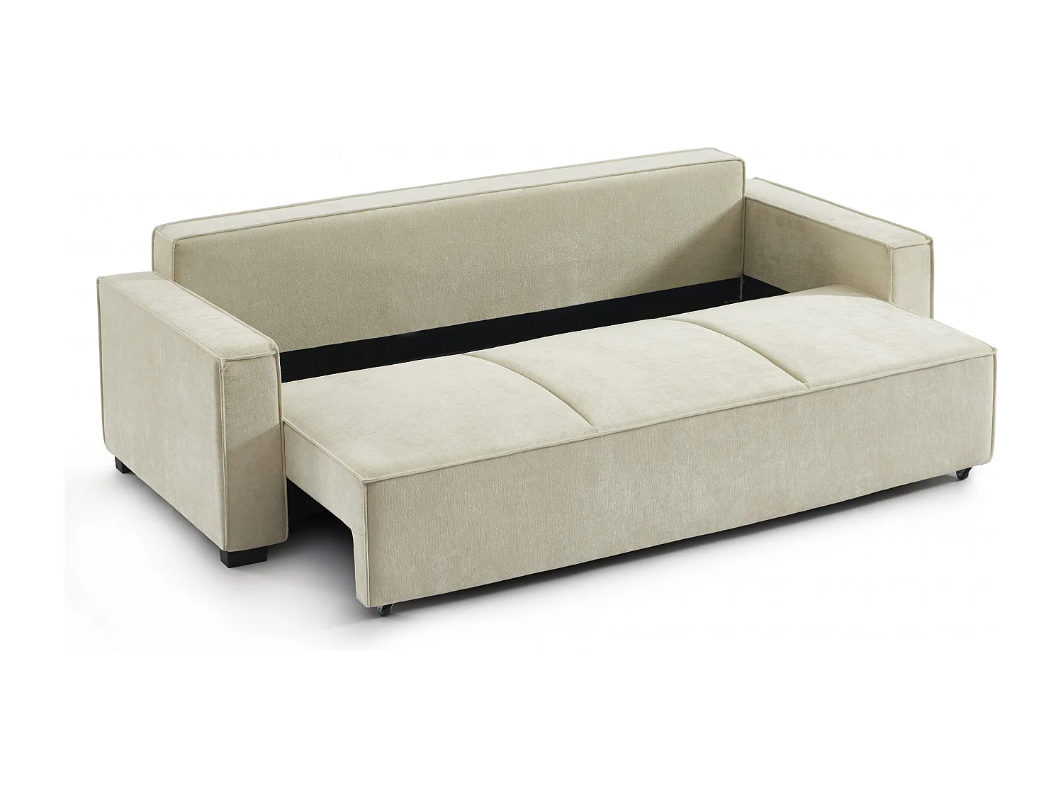 Canapé droit convertible tissu 3 places beige ORYON