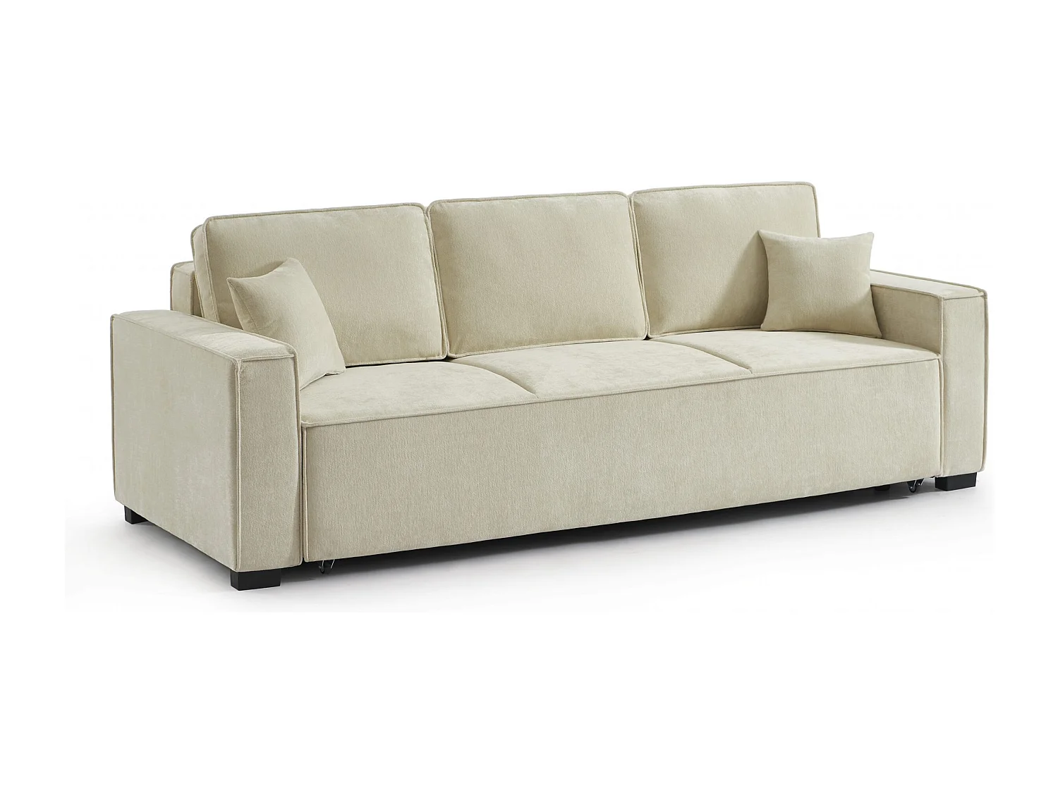 Canapé droit convertible tissu 3 places beige ORYON