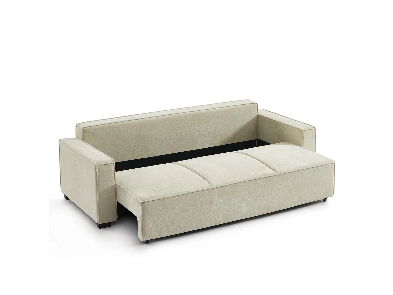 Canapé droit convertible tissu 3 places beige ORYON