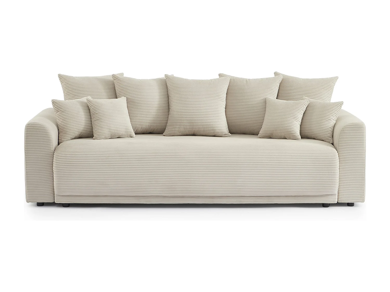 Canapé droit convertible velours 3 places beige ELVYN