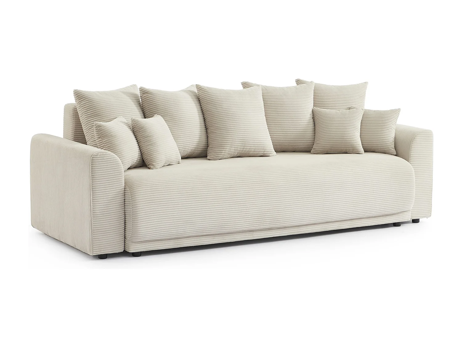 Canapé droit convertible velours 3 places beige ELVYN