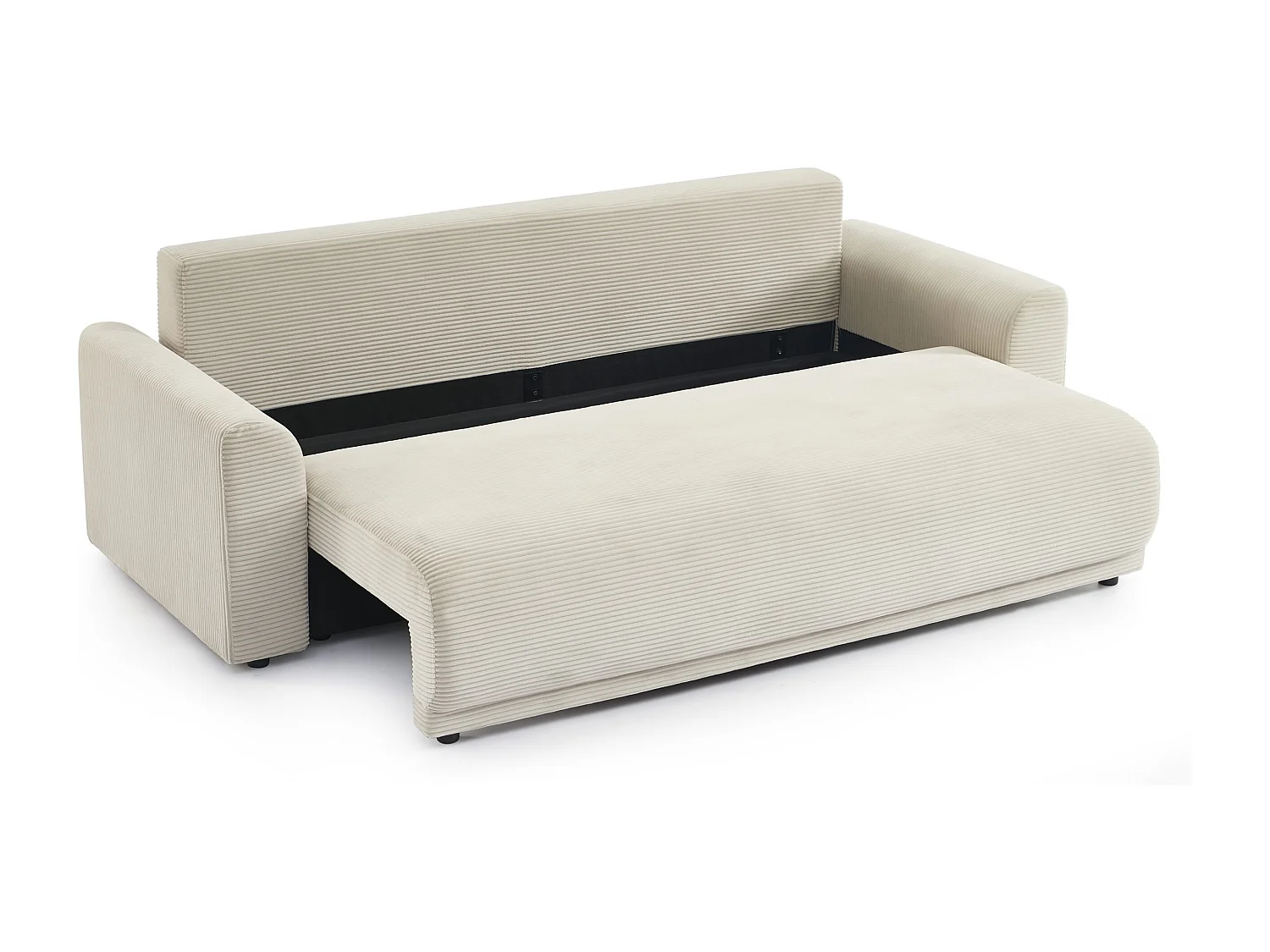 Canapé droit convertible velours 3 places beige ELVYN