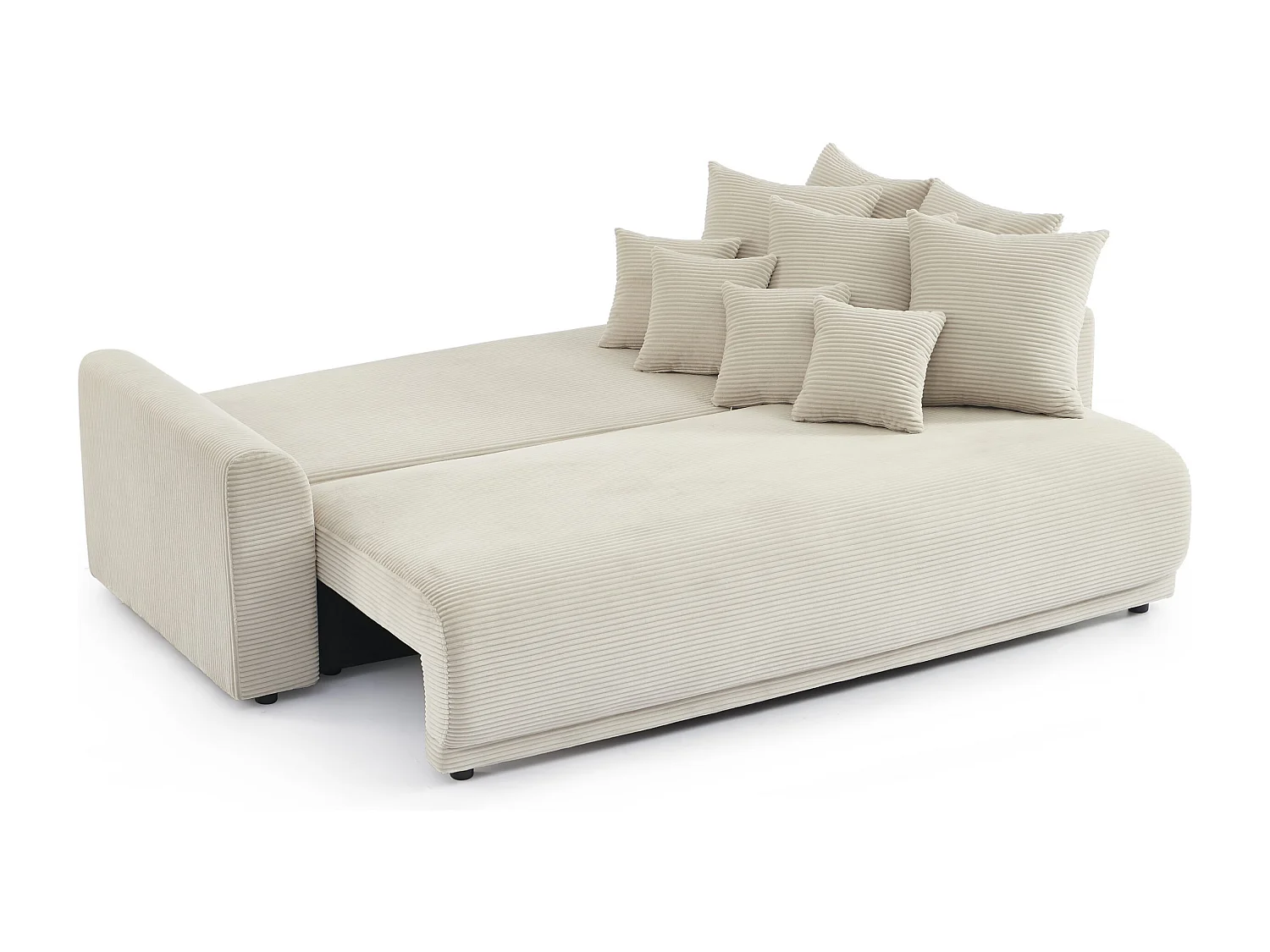 Canapé droit convertible velours 3 places beige ELVYN