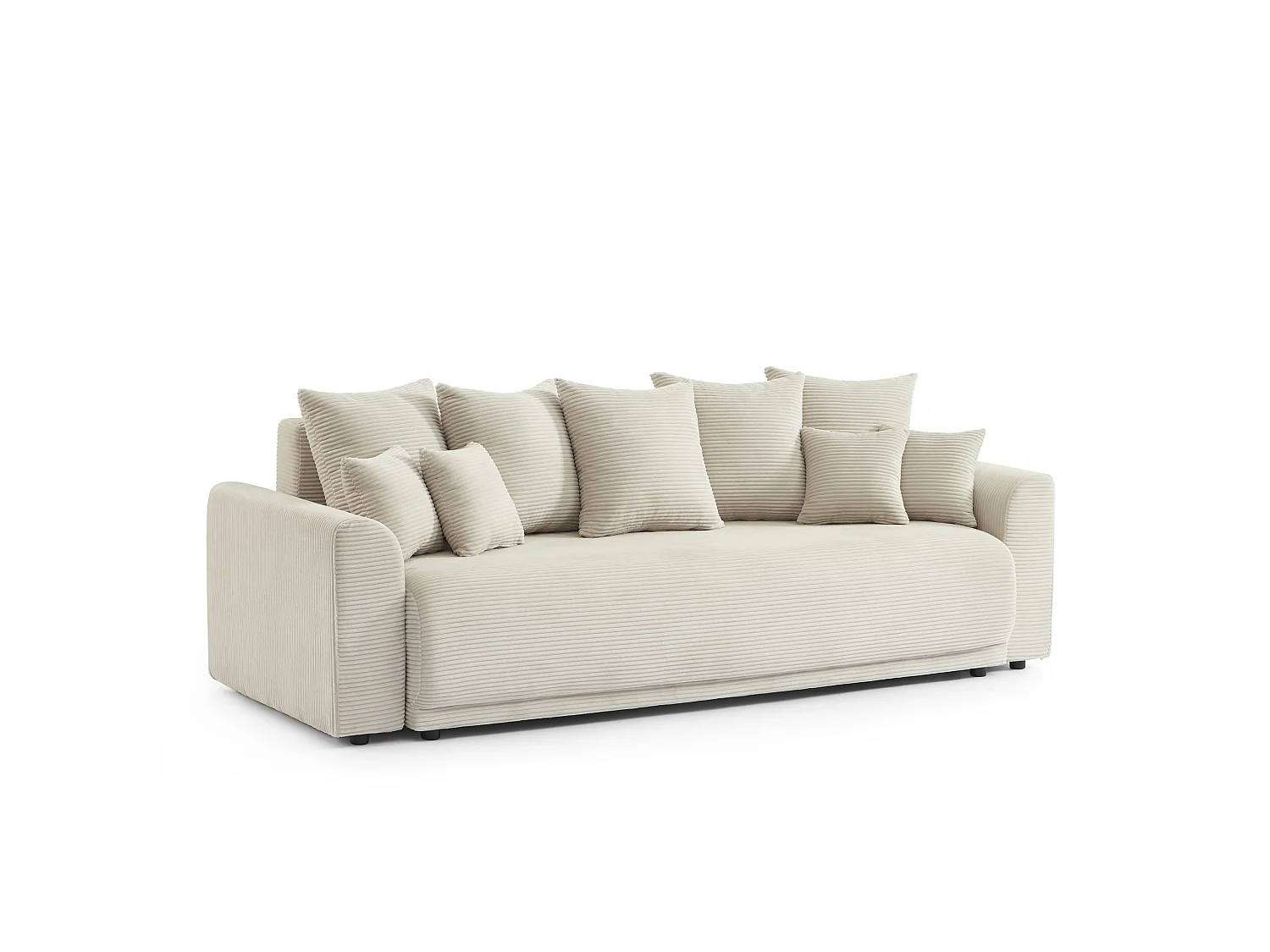 Canapé droit convertible velours 3 places beige ELVYN