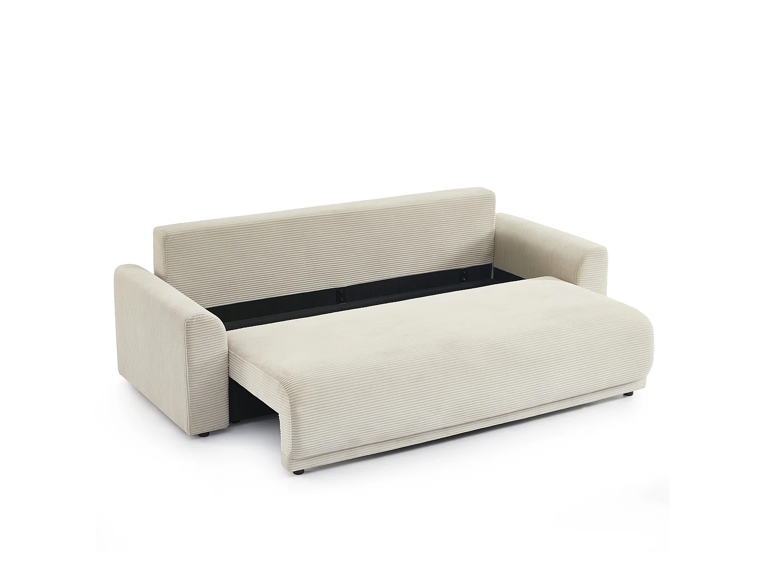 Canapé droit convertible velours 3 places beige ELVYN