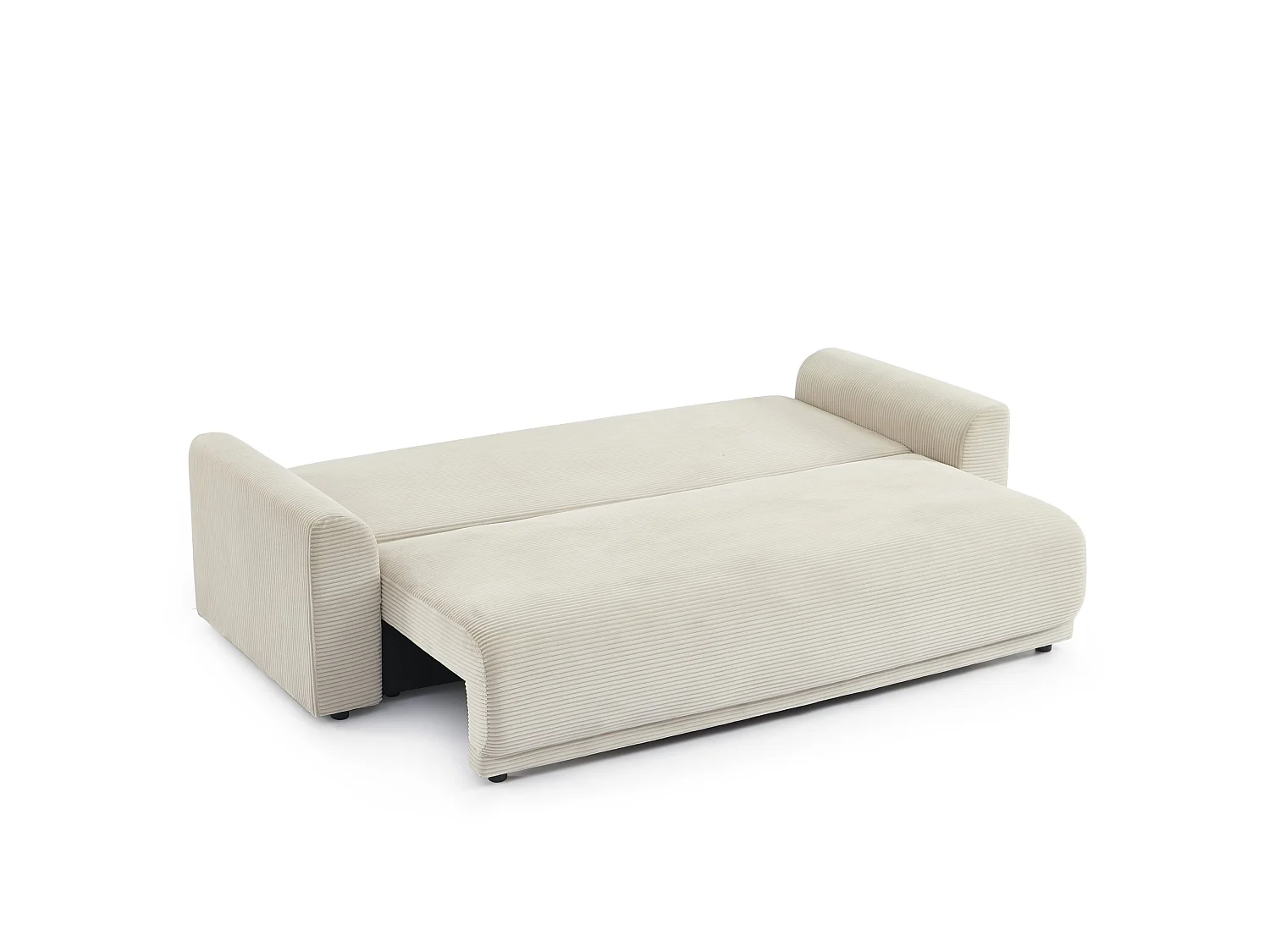 Canapé droit convertible velours 3 places beige ELVYN