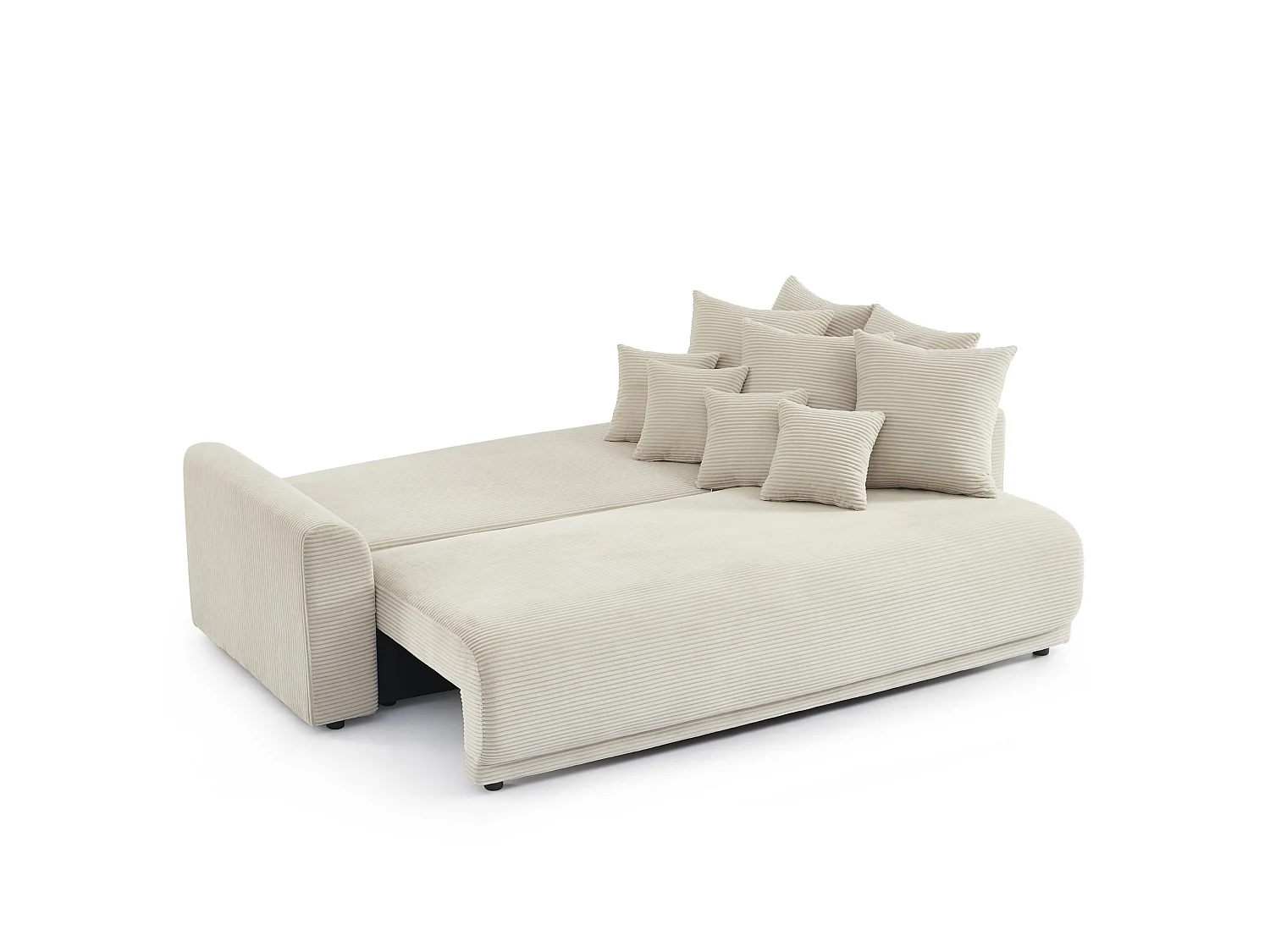 Canapé droit convertible velours 3 places beige ELVYN
