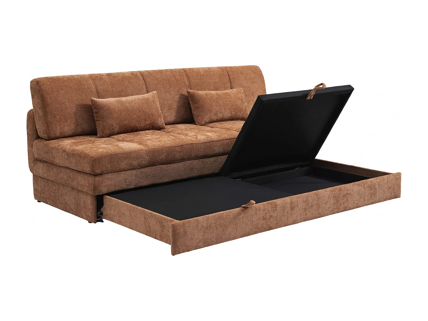 Canapé droit convertible tissu 3 places terracotta ALVIA