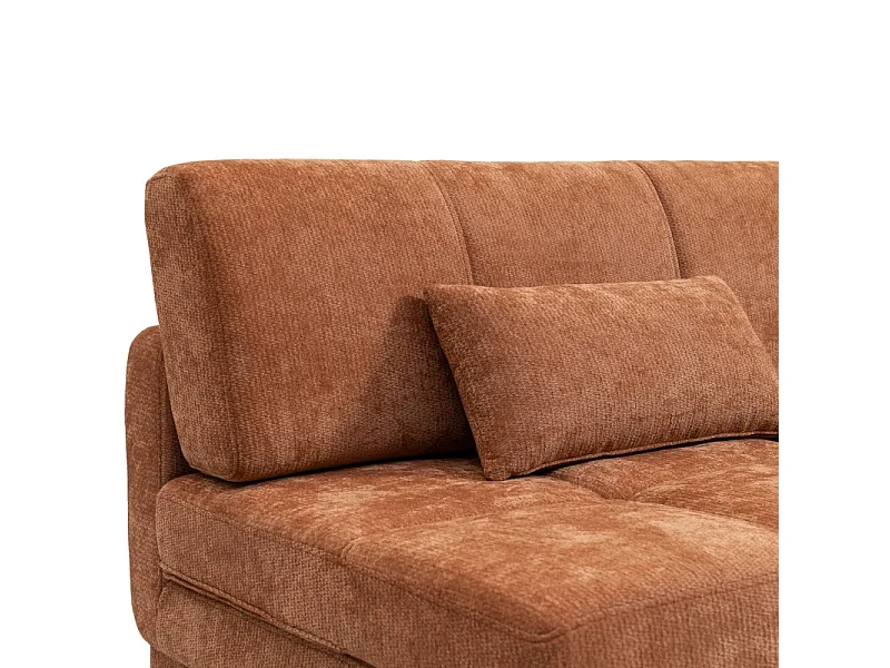 Canapé droit convertible tissu 3 places terracotta ALVIA