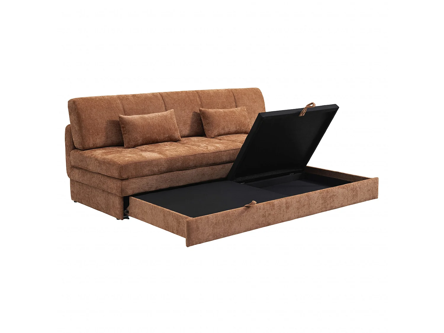 Canapé droit convertible tissu 3 places terracotta ALVIA