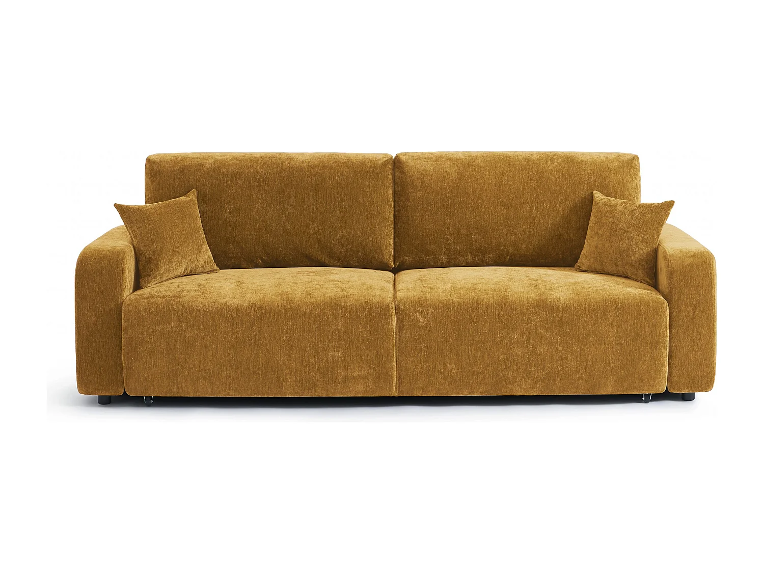 Canapé droit convertible tissu 3 places jaune moutarde KYRON