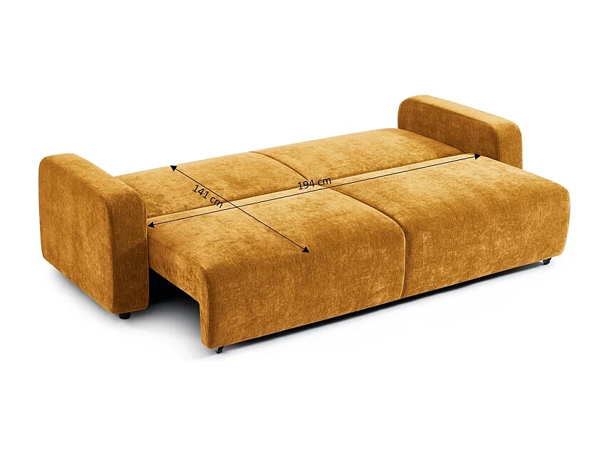 Canapé droit convertible tissu 3 places jaune moutarde KYRON