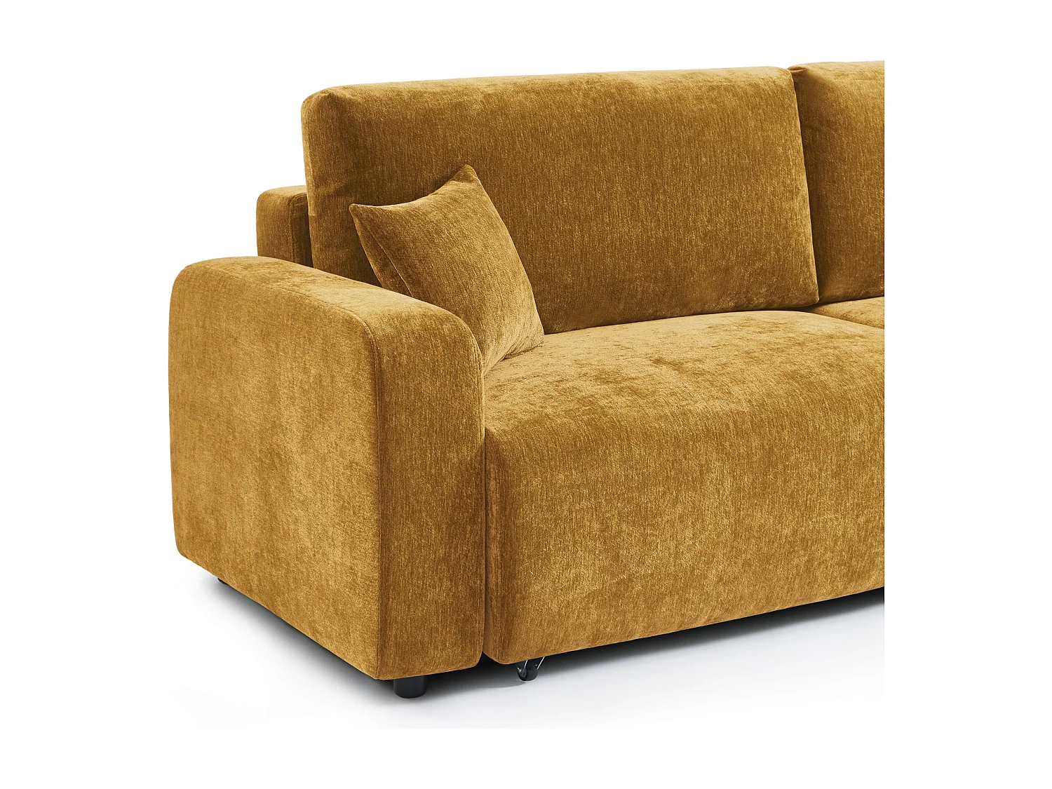 Canapé droit convertible tissu 3 places jaune moutarde KYRON