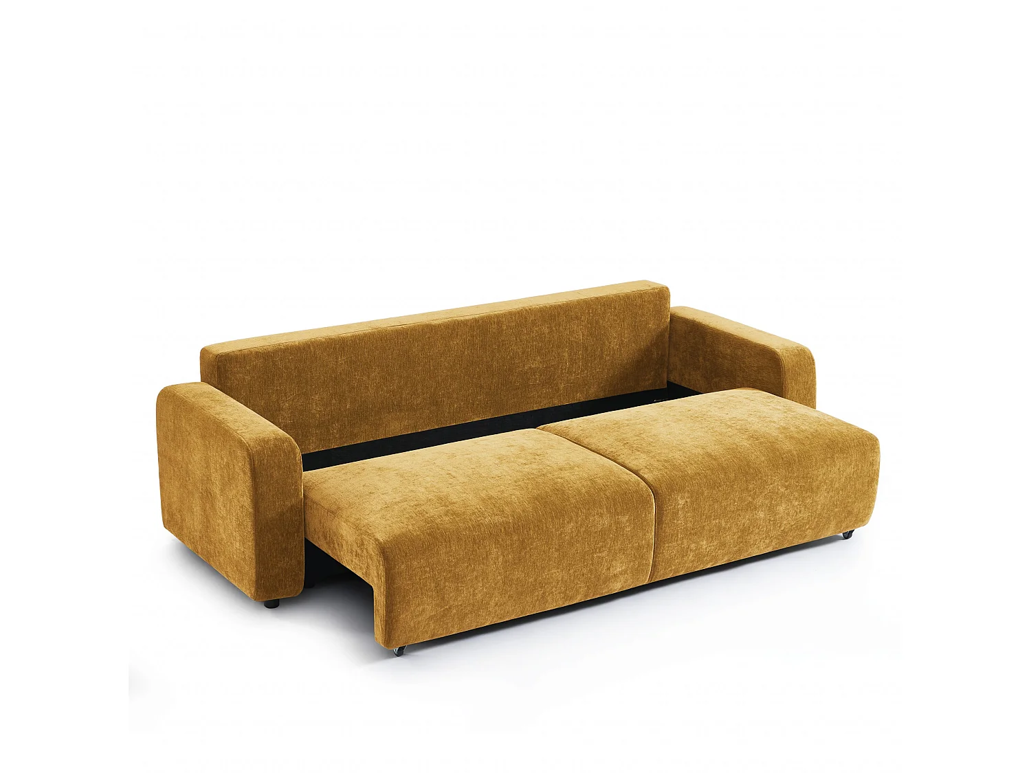Canapé droit convertible tissu 3 places jaune moutarde KYRON