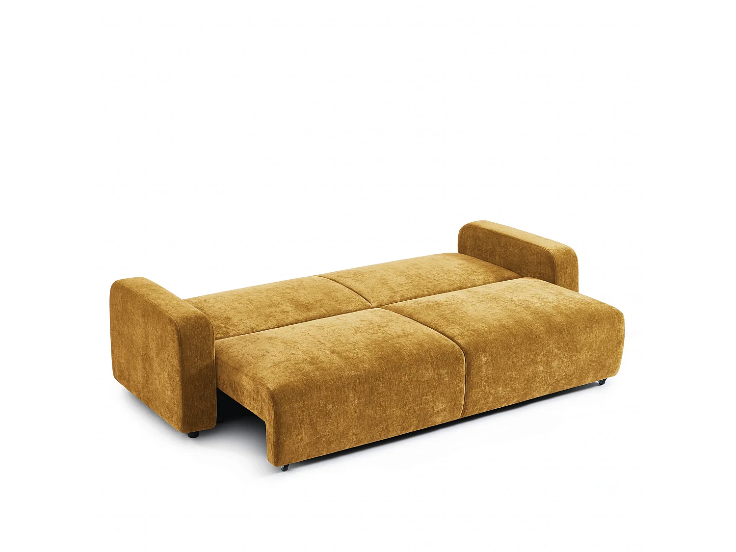 Canapé droit convertible tissu 3 places jaune moutarde KYRON
