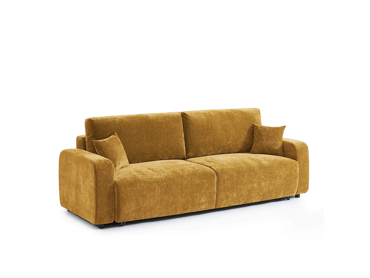 Canapé droit convertible tissu 3 places jaune moutarde KYRON