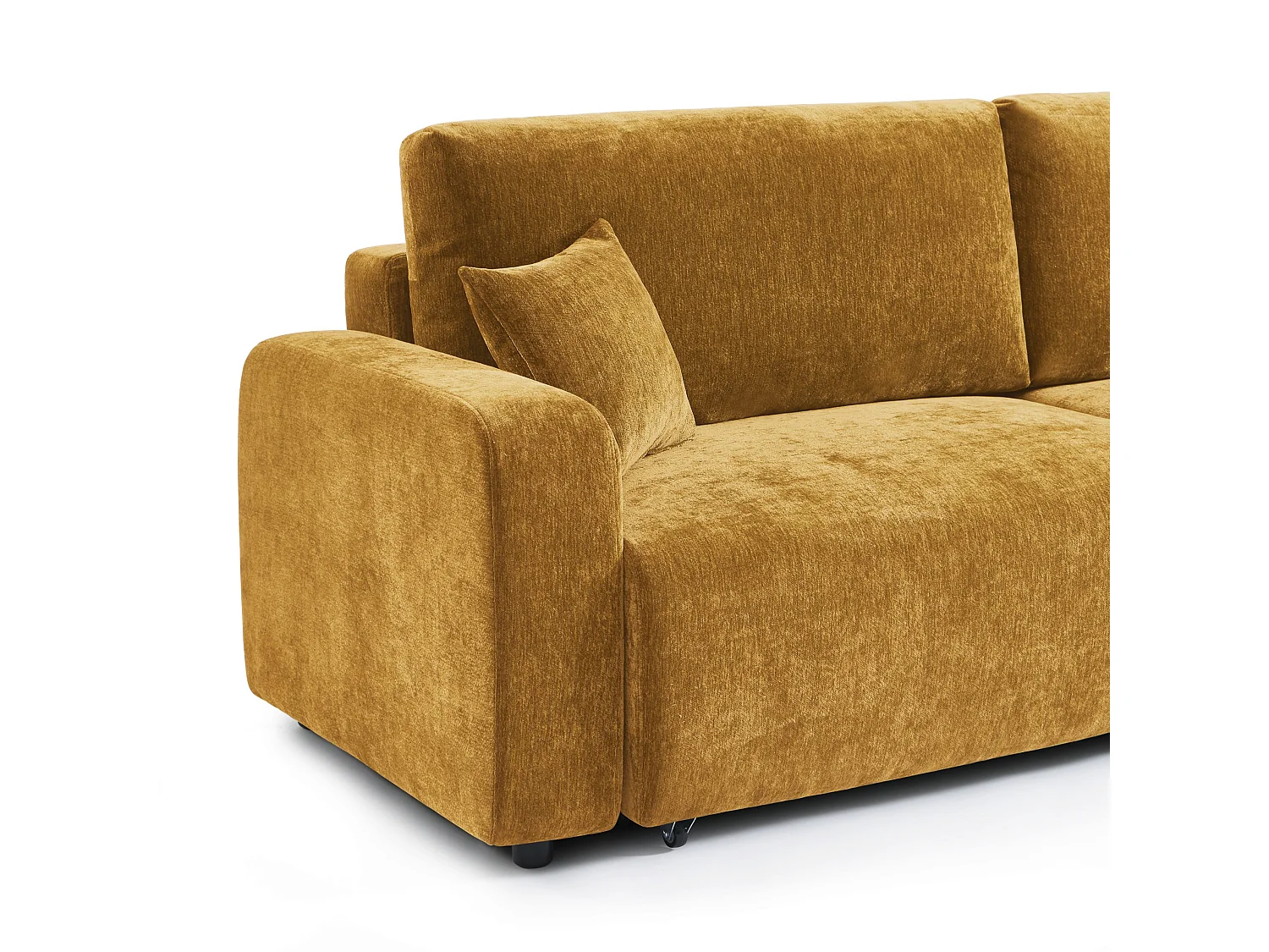 Canapé droit convertible tissu 3 places jaune moutarde KYRON