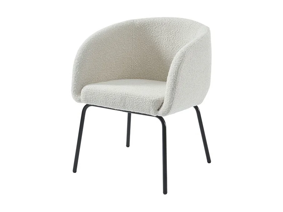 Fauteuil en tissu bouclette blanc AGATE